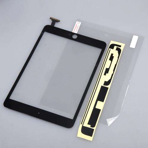 Apple iPad Mini Front Touch Screen Glass Digitizer Black with free adhesive and screen protector.